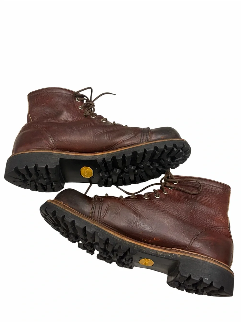 Vintage Red Wing Brown Leather Chippewa Heritage Monkey Work Boots size 9 #2902
